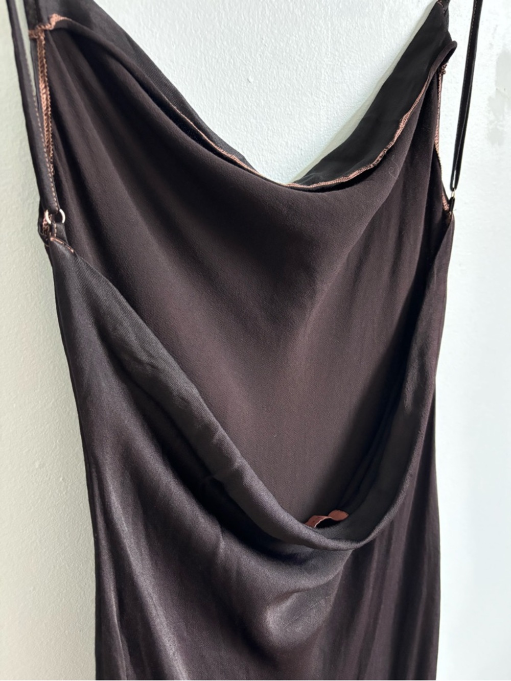 Meshki Jade Cowl Neck Backless Maxi Dress - Dark Chocolate Brown - Picture 4 of 8